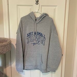 Gray Hoodie with Blue Print